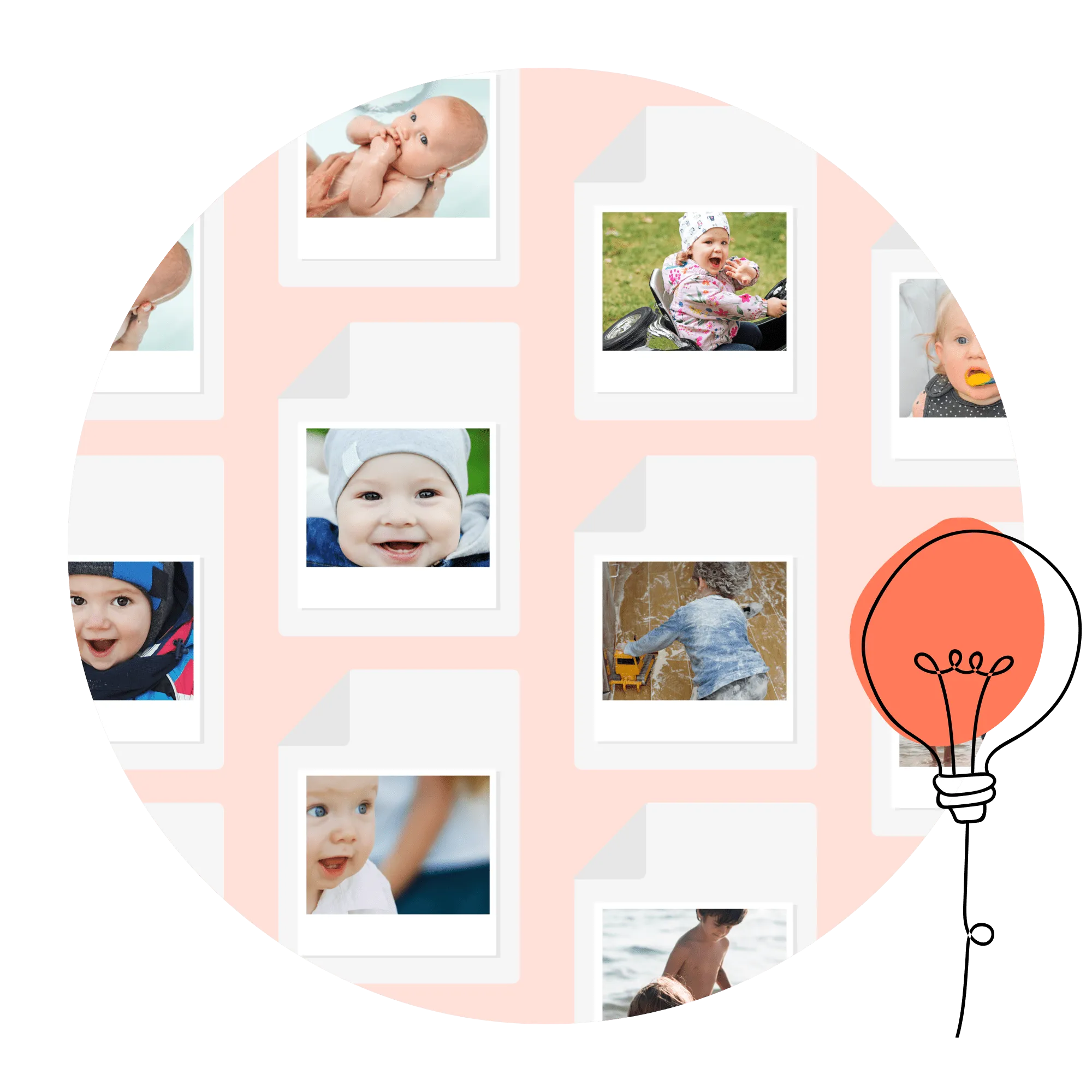 Viele Kinderfotos als sicher bewahrte Erinnerungen
