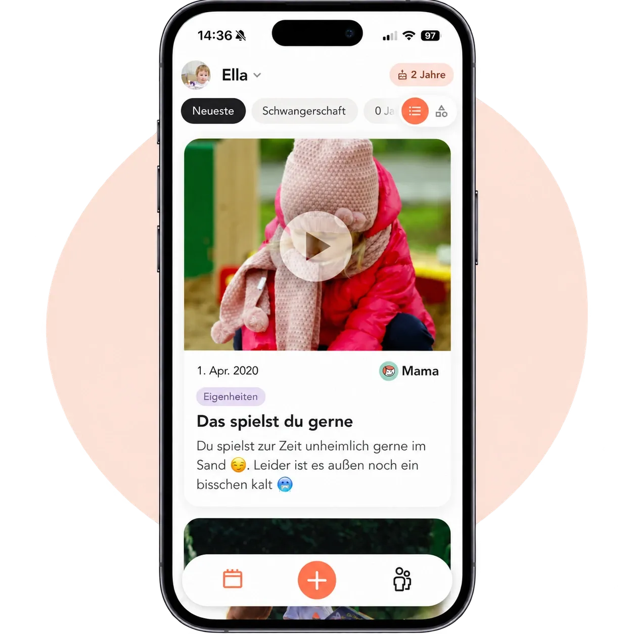 Eine Video-Erinnerung im privaten Juno Familienfeed
